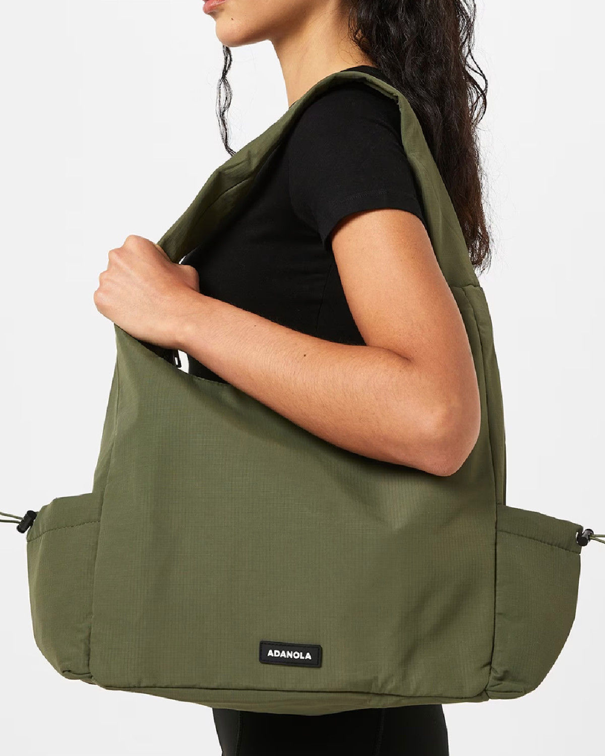 Branded Strap Tote Bag - Black/Cream